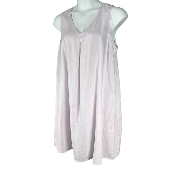 J. Jill Love Linen Women XL Lavender Sleeveless Shift Dress Minimalist Lagenlook - Picture 3 of 14